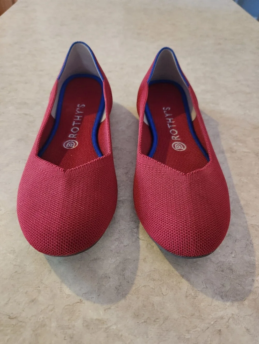 Rothy's Women's Red Knit V‑Cut Round Toe Flats